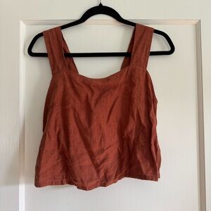 Yuki Buttons Natsu Strap Top Terracotta Linen Tank Top Small